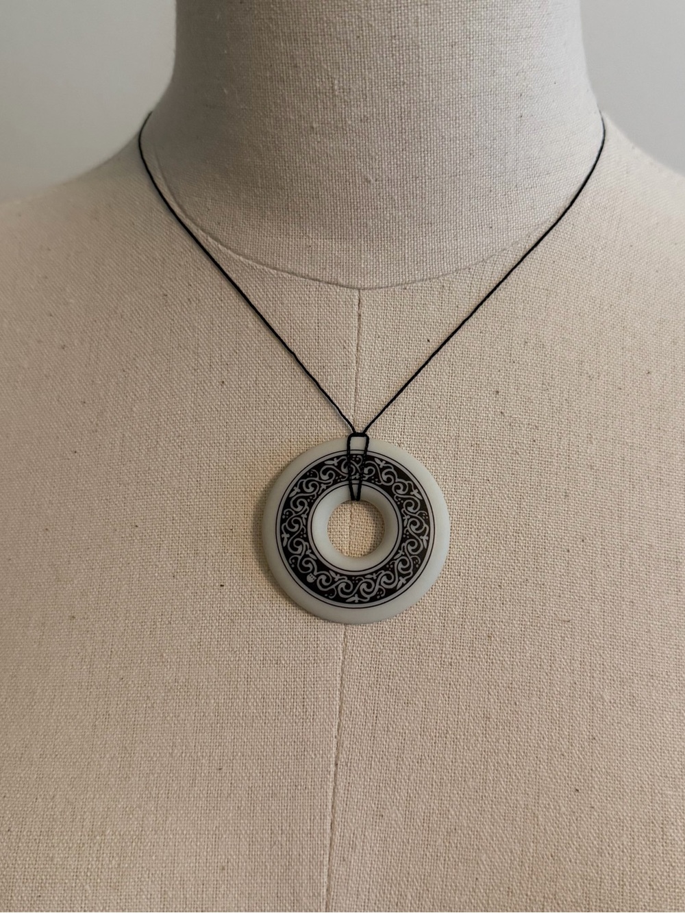 Handmade Porcelain Circular Donut Pendant - Women Jewelry